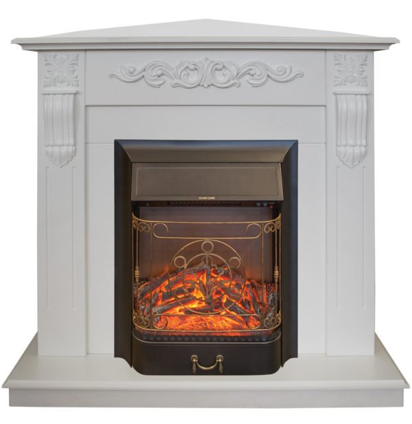 Каминокомплект RealFlame Dominica Corner STD/EUG WT с очагом Majestic Lux Black S