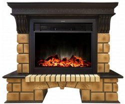 Каминокомплект RealFlame Stone Brick 26 с очагом MoonBlaze LUX Black/Brass