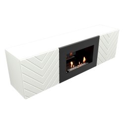 Тумба с биокамином Firelight BFP/P-1400V белый+набор керамических дров береза