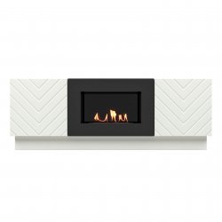 Тумба с биокамином Firelight BFP/P-1400V белый+набор керамических дров береза