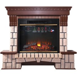 Каминокомплект Interflame Экстер средний дуб с очагом Sirius 30 LED FX Brass